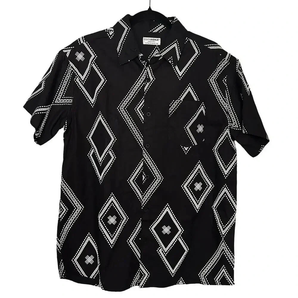 NWOT Eighth Avenue Men’s Geometric/Tribal Pattern Button Down Size Medium